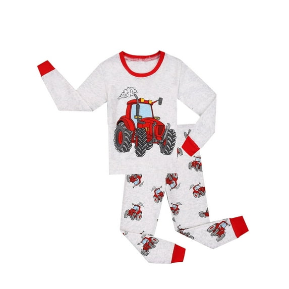 WIBACKER Cotton 2 Pieces Pajamas for 3-12T Boys Cartoons Sleepwear Toddler Kids Clothes Tops and Pants Set