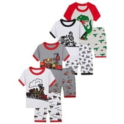 WIBACKER Cotton 2 Pieces Pajamas for 3-12T Boys Summer Sleepwear Kids Short Sleeve Tops and Shorts Set