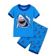 thumbnail image 1 of WIBACKER Cotton 2 Pieces Pajamas for 3-8T Boys Summer Sleepwear Kids Short Sleeve Tops and Shorts Set - Shark, 1 of 8