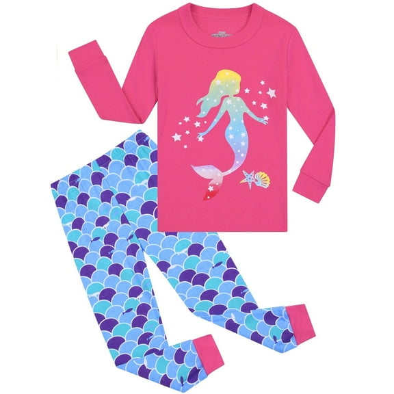 WIBACKER Cotton 2 Pieces Pajamas for 3-8T Girls Unicorn Sleepwear Toddler Kids Clothes Tops and Pants Set