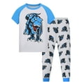 thumbnail image 1 of WIBACKER Cotton Toddler Dinosaur Pajamas Boys Kids Soft Short Sleeve Tops Long Pants Summer 2-9Y Pjs Set 2pcs, 1 of 12