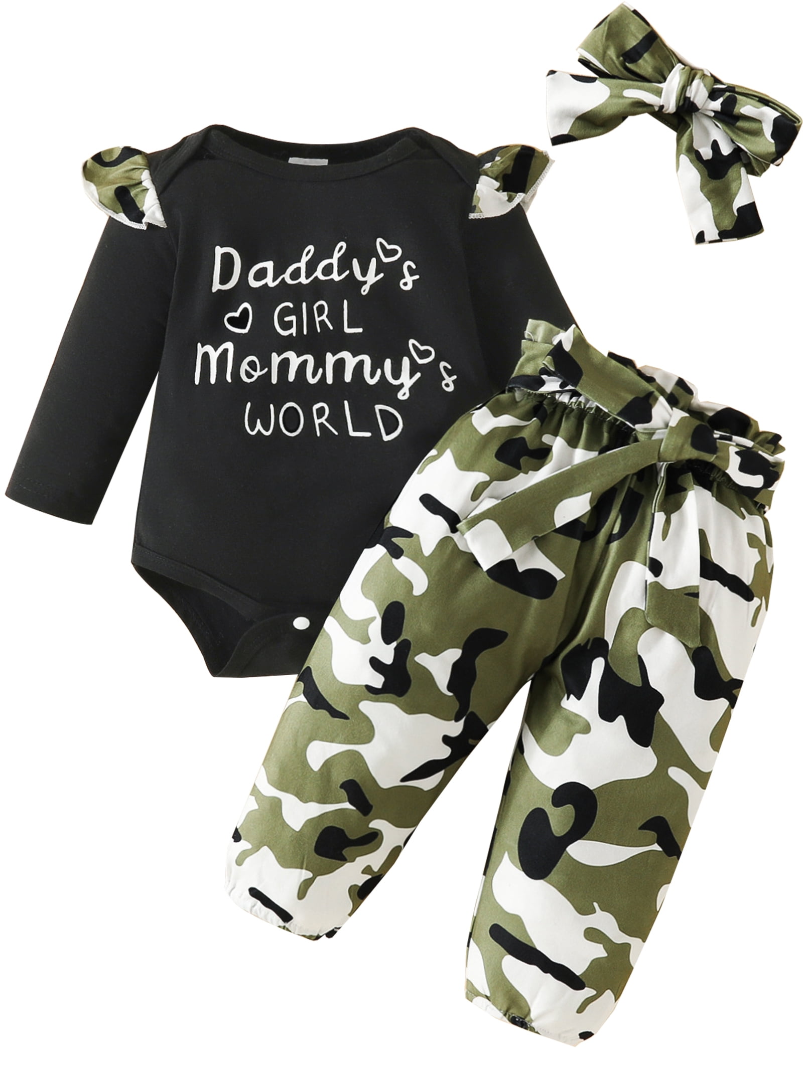 WIBACKER Daddy's Girl Mommy's World Newborn Outfit Baby Girl Going