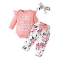 thumbnail image 1 of WIBACKER Daddy's Girl Mommy's World Newborn Outfit Baby Girl Going Home Outfits Ruffle Ribbed Romper Top Floral Pants Set Fall Winter Clothes, 1 of 11