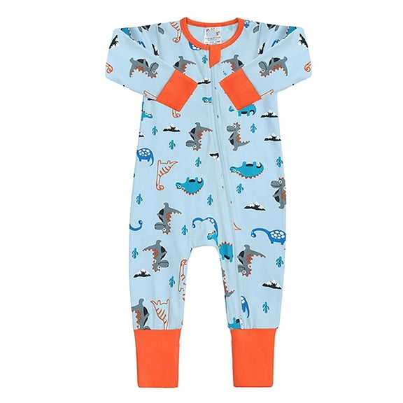 WIBACKER Dinosaur Cotton Pajamas for Toddler Baby Boys, 2 Way Zipper Sleeper, Footed and Footless PJs