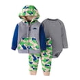 thumbnail image 1 of WIBACKER Dinosaur Infant Baby Boys' 3-Piece Hooded Jacket Pant and Bodysuit Set Toddler Outfits, 1 of 13