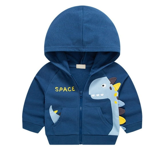 WIBACKER Fall Baby Boys Zip Up Hoodie Toddler Dinosaur Sweatshirts Kids Cartoon Lightweight Jacket