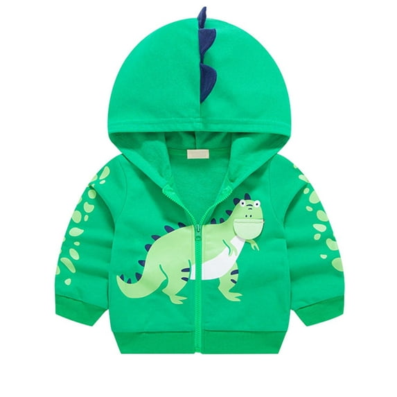 WIBACKER Fall Baby Boys Zip Up Hoodie Toddler Dinosaur Sweatshirts Kids Cartoon Lightweight Jacket