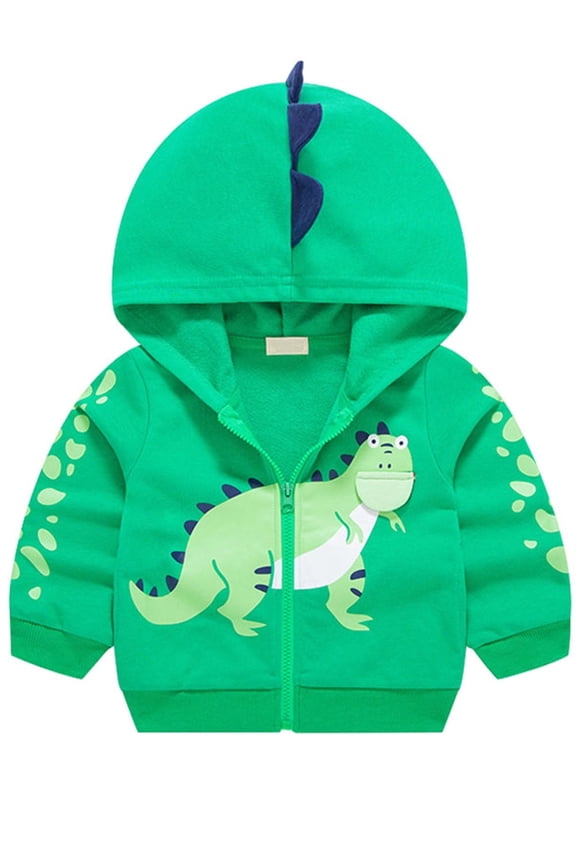 Fall Baby Boys Zip Up Hoodie Toddler Dinosaur Sweatshirts Kids Cartoon Lightweight Jacket
