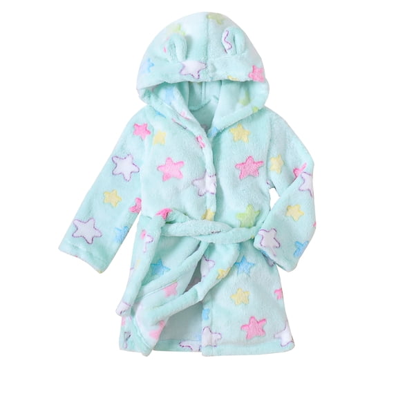 WIBACKER Fleece Bathrobe for Boy Girl Toddler Kids Cartoon Ear Hooded Towels Spa Beach Plush Robe
