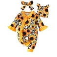 thumbnail image 1 of WIBACKER Floral Newborn Outfit Girl Flared Sleeves Romper Ruffles Jumpsuit+Headband+Hat 3PCS Baby Girl Coming Home Outfit, 1 of 11