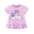 thumbnail image 1 of WIBACKER Girl's T Shirts Short Sleeve Cute Graphic Tees Ruffles Cartoon Unicorn Print Summer Tops, 1 of 7