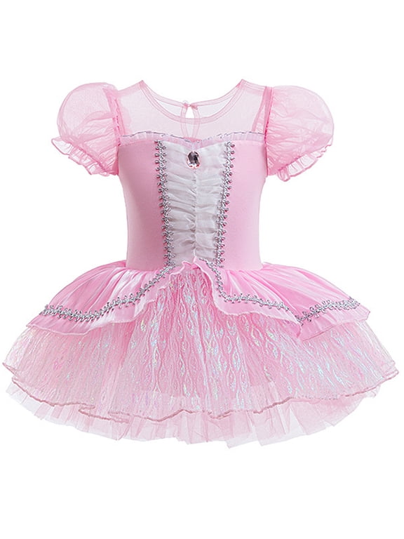 Girls Ballet Tutu Dress 2-8Y, Shiny Princess Tulle Leotard Ballerina Dance Costume Halloween Christmas