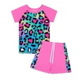 thumbnail image 1 of WIBACKER Girls Leopard Swimsuit Set 2 Pieces Short Sleeve Rash Guard Swimwear UPF 50+ Summer Beach Bathing Suit 4-12 Years, 1 of 10