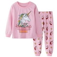 thumbnail image 1 of WIBACKER 2-7T Kids Girls Pajamas 2 Pieces Long Set Cotton Sleepwear Toddler Cartoon Pajamas Unicorn Daily Pjs, 1 of 6