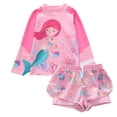 thumbnail image 1 of WIBACKER Girls Rash Guard UPF+ 50 Swimsuit Set Long Sleeve Bathing Suit Two Piece 3-9 Years Swimwear, 1 of 7