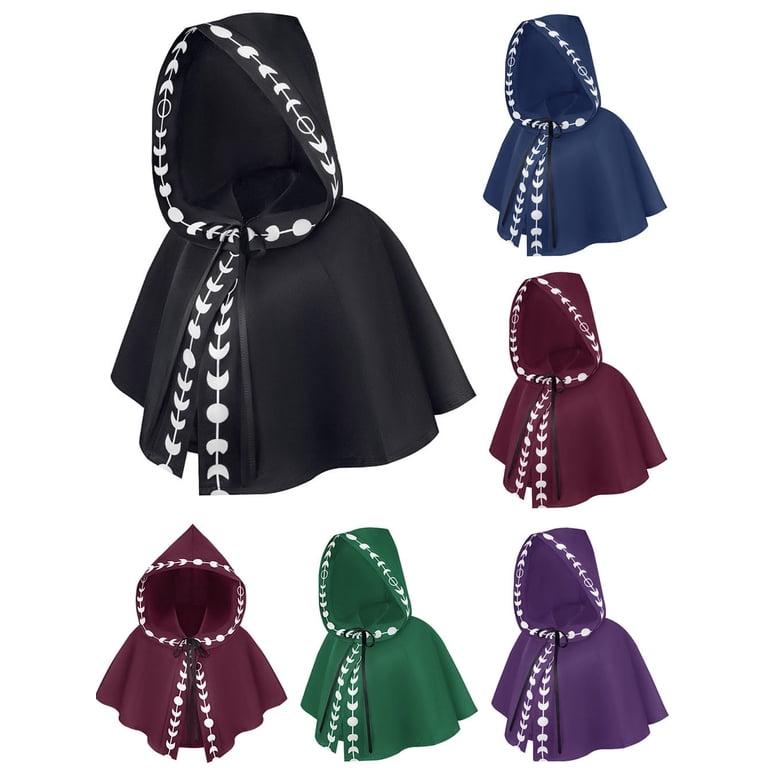Wibacker Halloween Costume Unisex Moon Phases Hooded Cloak Medieval Renaissance Cape Wizard Witch Cosplay Costume Wibacker Halloween Costume Unisex Moon Phases Hooded Cloak Medieval Renaissance Cape Wizard Witch Cosplay Costume