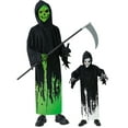 thumbnail image 1 of WIBACKER Halloween Glow In The Dark Grim Reaper Costume for Kids, Cosplay Robe with Scary Scythe for Boys Girls, 5-12 Years, 1 of 9