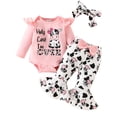 thumbnail image 1 of WIBACKER Holy Cow I'm Cute Newborn Outfit Baby Girl Going Home Outfits Ruffle Ribbed Romper Top Floral Pants Set Fall Winter Clothes, 1 of 7