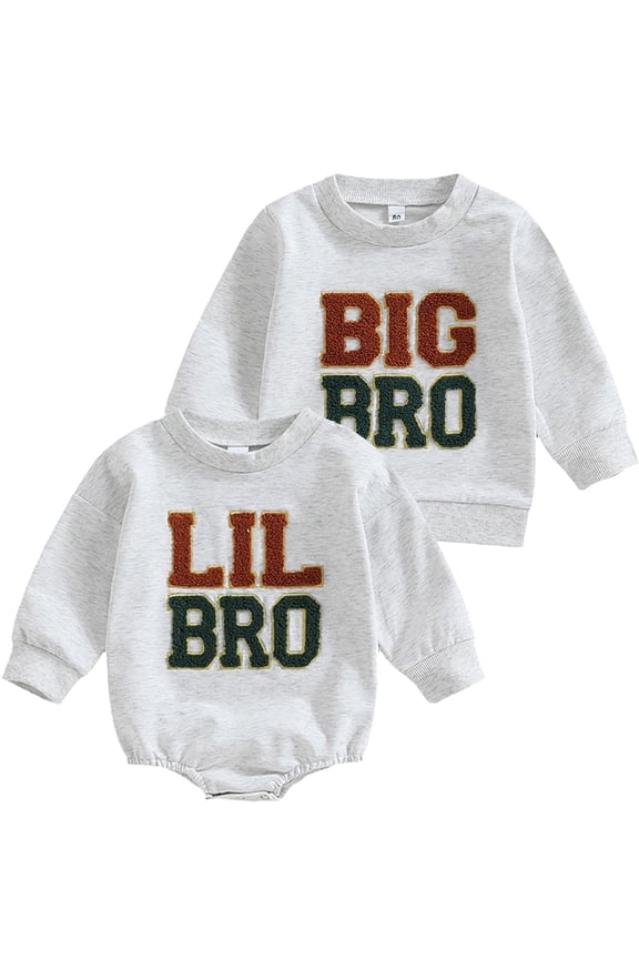 Infant Baby Boy Bodysuit Brother Matching Sweatshirt Romper Fall Winter Clothes -&nbsp; LIL BRO