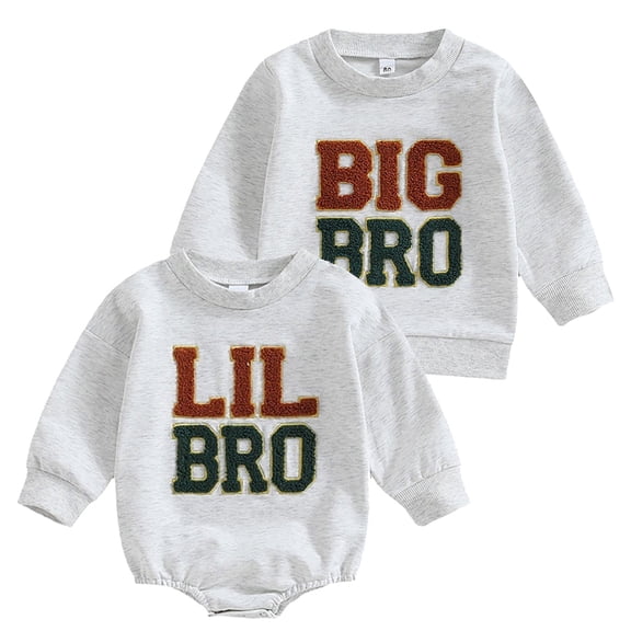 WIBACKER Infant Baby Boy Bodysuit Brother Matching Sweatshirt Romper Fall Winter Clothes - LIL BRO