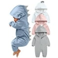 thumbnail image 1 of WIBACKER Infant Baby Boys Girls Dinosaur Costume Hooded One-Piece Romper Toddler Halloween Outfit Clothes, 1 of 13