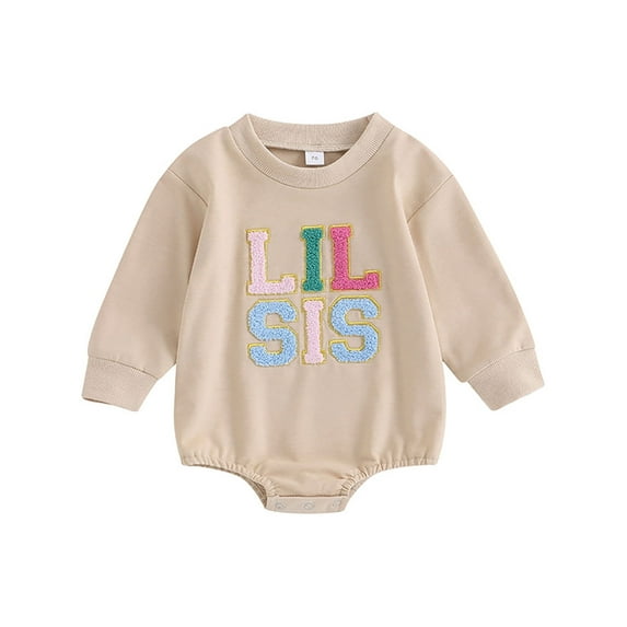 WIBACKER Infant Baby Girl Bodysuit Sister Matching Sweatshirt Romper Fall Winter Clothes LIL SIS