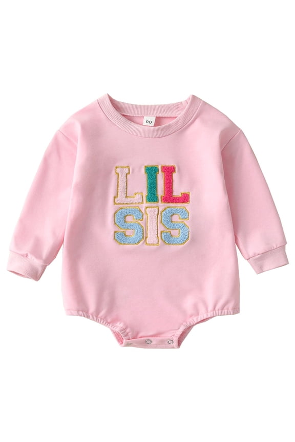 Infant Baby Girl Bodysuit Sister Matching Sweatshirt Romper Fall Winter Clothes LIL SIS