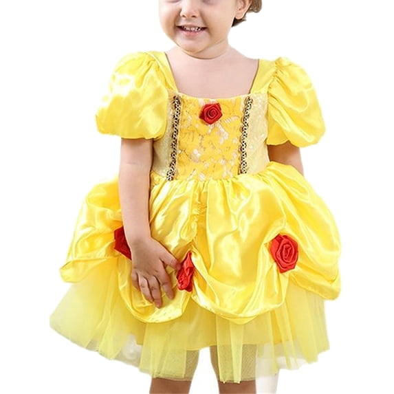 WIBACKER Infant Baby Girl Princess Dress Toddler Yellow Ball Gown Fancy Costume for Birthday Halloween Christmas Party