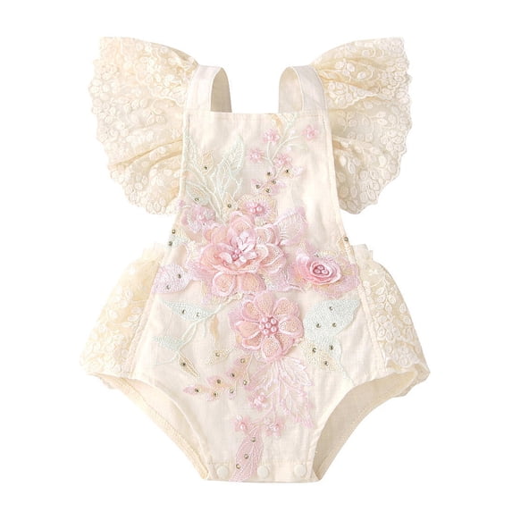 WIBACKER Infant Baby Girl Ruffle Lace Backless Tutu Romper Photography Birthday Clothes