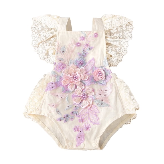 WIBACKER Infant Baby Girl Ruffle Lace Backless Tutu Romper Photography Birthday Clothes