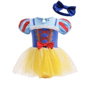 WIBACKER Infant Baby Girls Princess Romper Costume Onesie Fancy Dress Bodysuit with Headband Halloween Birthday Dresses