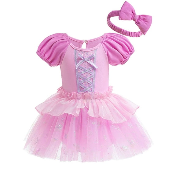 WIBACKER Infant Baby Girls Princess Romper Costume Onesie Fancy Dress Bodysuit with Headband Halloween Birthday Dresses