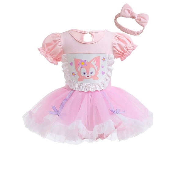 WIBACKER Infant Baby Girls Princess Romper Costume Onesie Fancy Dress Bodysuit with Headband Halloween Birthday Dresses