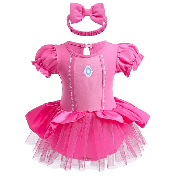 WIBACKER Infant Baby Girls Romper Tutu Dress 3-18M Princess Bodysuit Tulle Dresses with Headband Birthday Christmas Halloween Costume