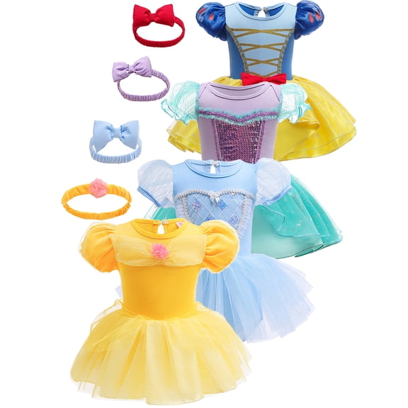 WIBACKER Infant Baby Girls Romper Tutu Dress 3-18M Princess Bodysuit Tulle Dresses with Headband Birthday Christmas Halloween Costume