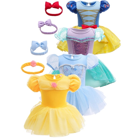 WIBACKER Infant Baby Girls Romper Tutu Dress 3-18M Princess Bodysuit Tulle Dresses with Headband Birthday Christmas Halloween Costume