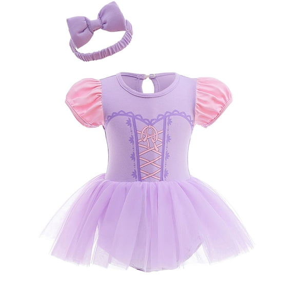 WIBACKER Infant Baby Girls Romper Tutu Dress 3-18M Princess Bodysuit Tulle Dresses with Headband Birthday Christmas Halloween Costume