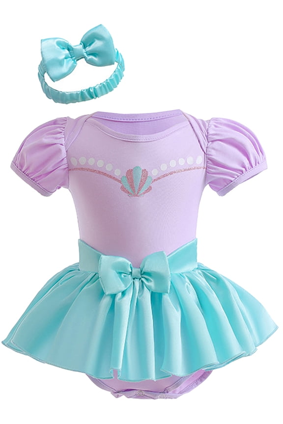 Infant Baby Girls Romper Tutu Dress 3-18M Princess Bodysuit Tulle Dresses with Headband Birthday Christmas Halloween Costume