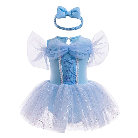 WIBACKER Infant Baby Girls Romper Tutu Dress 3-18M Princess Bodysuit Tulle Dresses with Headband Birthday Christmas Halloween Costume