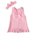 thumbnail image 1 of WIBACKER Infant Girls Dress Newborn Dresses Vintage Shaft Dress Baby Girls Baptism Dress with Headband Gifts, 1 of 8