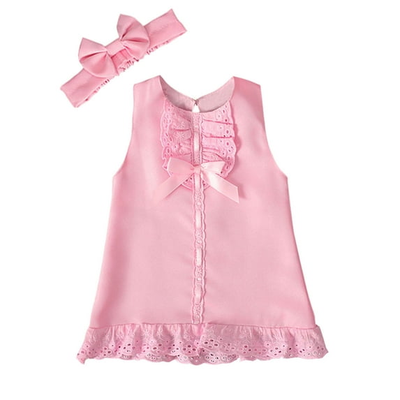 WIBACKER Infant Girls Dress Newborn Dresses Vintage Shaft Dress Baby Girls Baptism Dress with Headband Gifts
