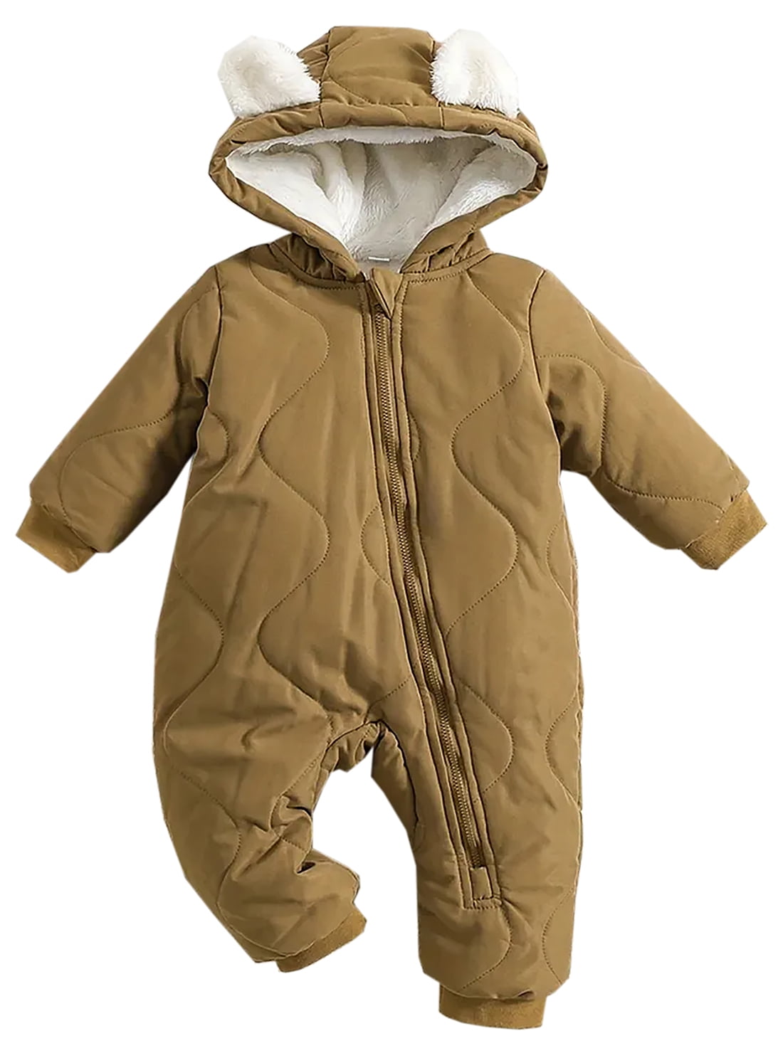 WIBACKER 3-24M Infant Hooded Thick Romper Long Sleeve Zipper Fleece Warm Winter Coat for Baby Toddler Boys Girls
