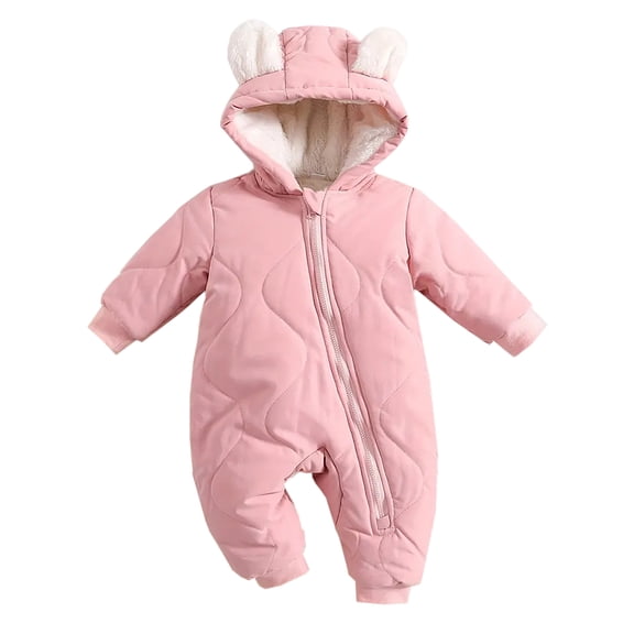 WIBACKER 3-24M Infant Hooded Thick Romper Long Sleeve Zipper Fleece Warm Winter Coat for Baby Toddler Boys Girls