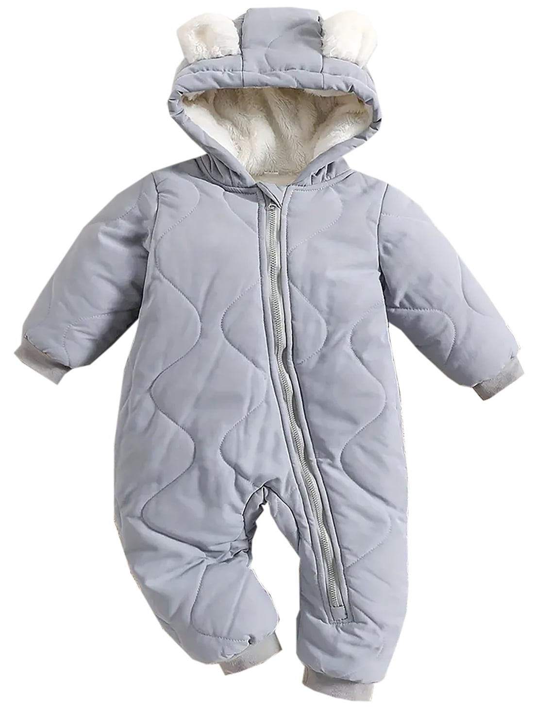 WIBACKER 3-24M Infant Hooded Thick Romper Long Sleeve Zipper Fleece Warm Winter Coat for Baby Toddler Boys Girls