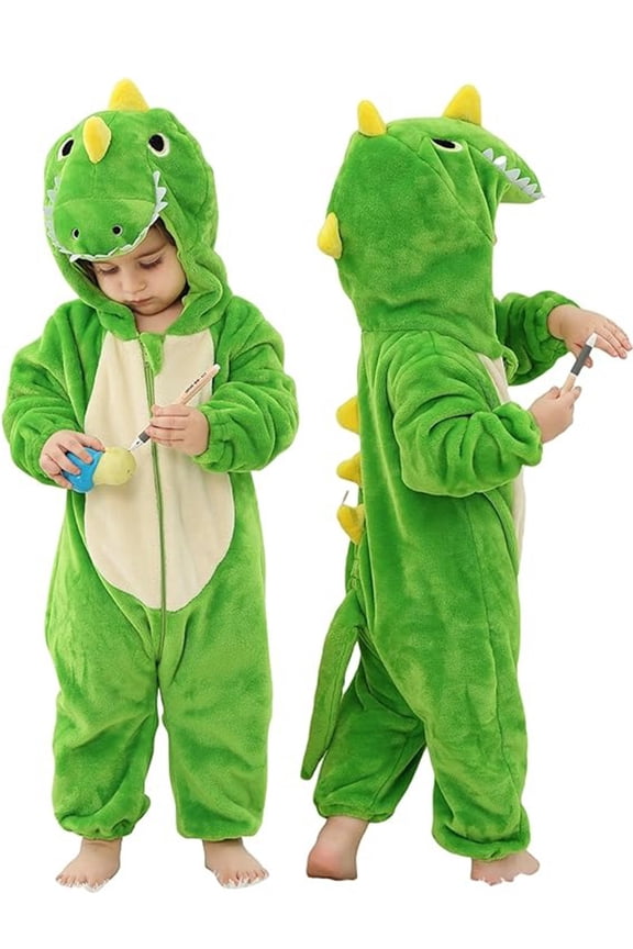 Infant Toddler Dinosaur Animal Fancy Dress Costume Baby Winter Flannel Hooded Romper Christmas Halloween Cosplay Jumpsuit