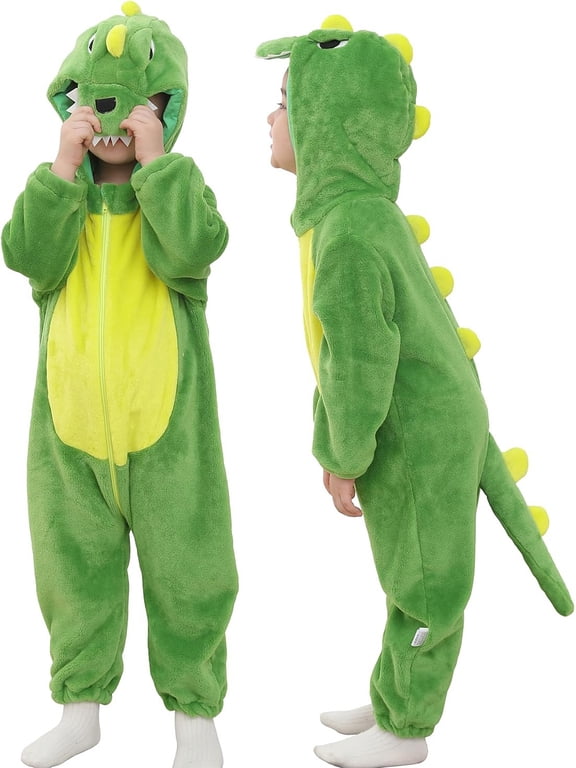 Infant Toddler Dinosaur Animal Fancy Dress Costume Baby Winter Flannel Hooded Romper Christmas Halloween Cosplay Jumpsuit