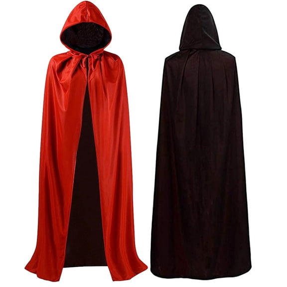 WIBACKER Kid Adult Halloween Vampire Cloak Wizard Reversible Hooded Cape Party Costume-35 Inch