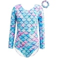 thumbnail image 1 of WIBACKER Kid Girls Gymnastic Leotard Long Sleeve Mermaid Scale Sparkly Ballet Dance One Piece Outfit, 1 of 13