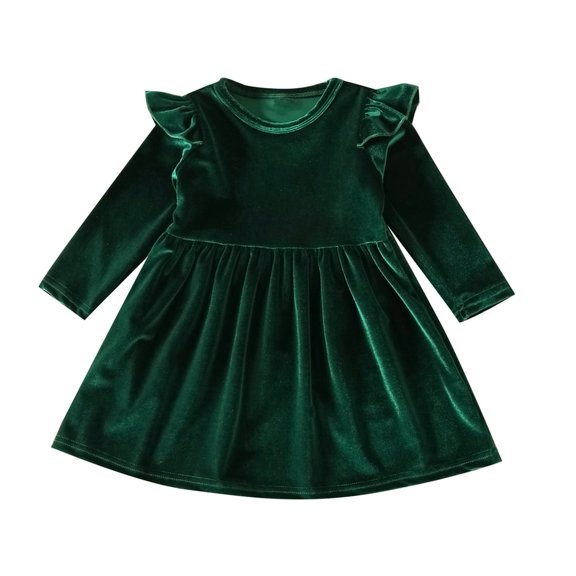 WIBACKER Kids Baby Girls Long Sleeve Velvet Dress Autumn Winter Princess Party Dresses
