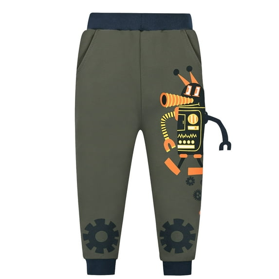 WIBACKER Kids Boys Active Sweatpants Athletic Joggers Fleece Jersey Knit Pants Cartoon Robot-3T
